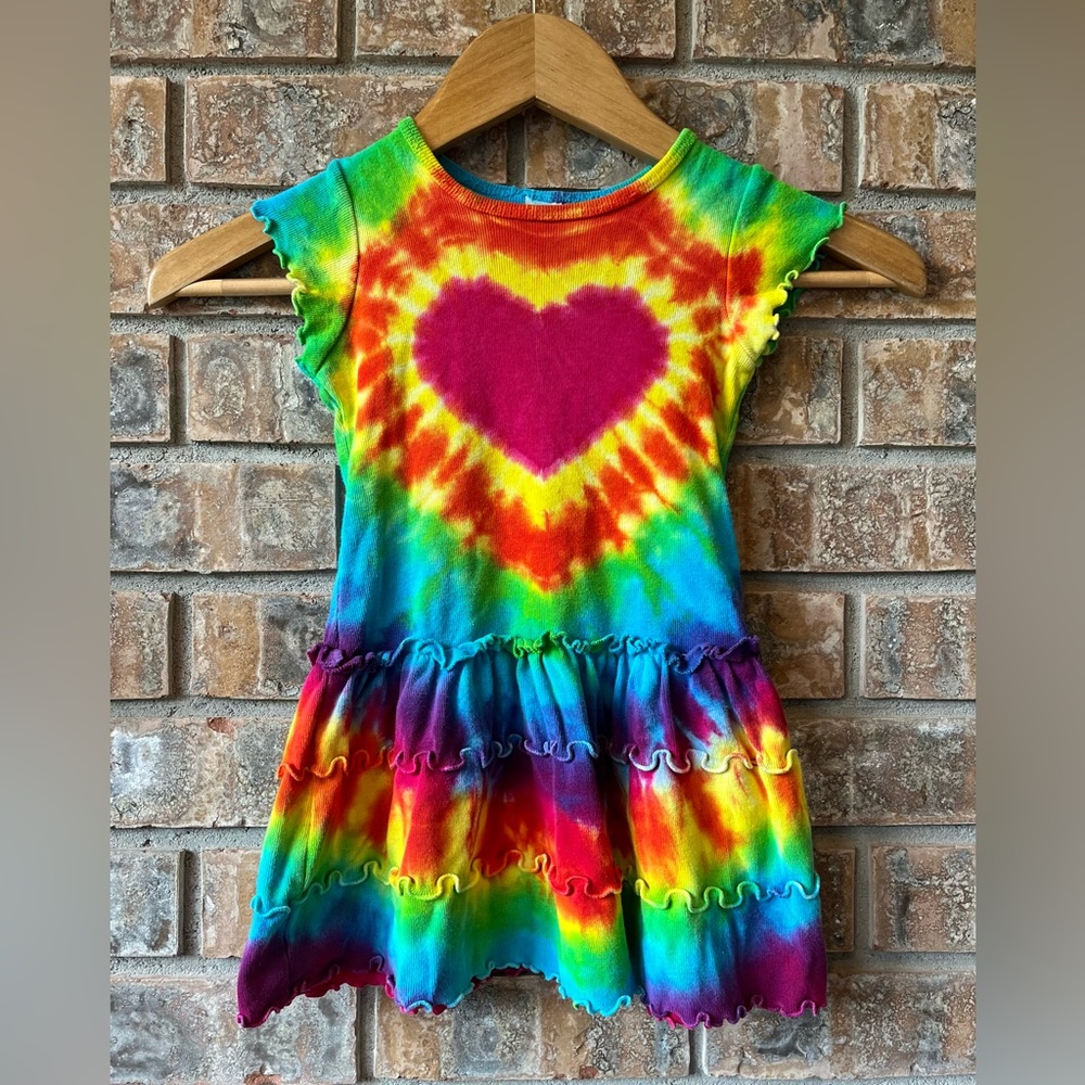 Heart Tie-Dye Dress 2T Handmade in Portland Oregon